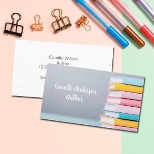 Author Book Launch Cute Pastel Freelance Writer Business Card