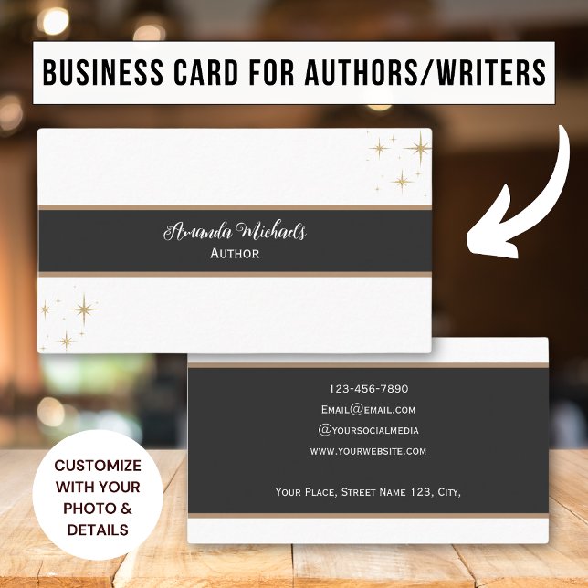 Author Minimalist Elegant Brown Black  Business Card (Creator Uploaded)