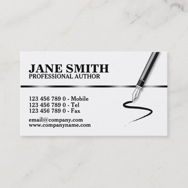 Author novelist calligraphy writer business card (Front)