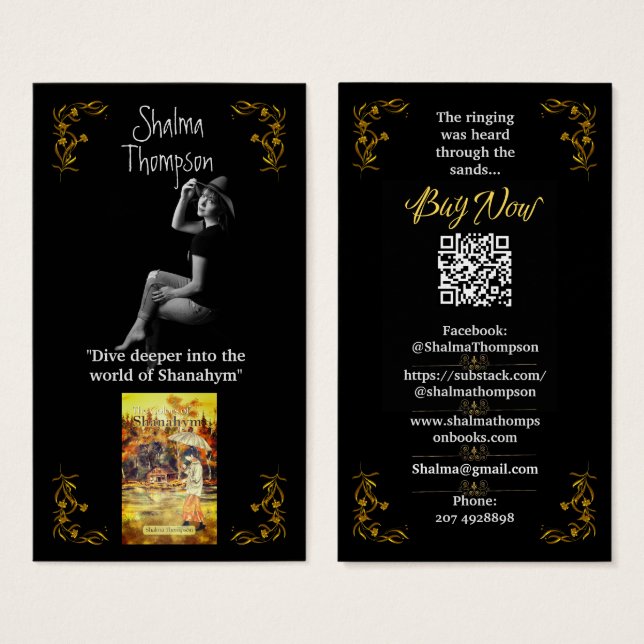  Author Promotion Gold Floral Profile Cards (Front & Back)