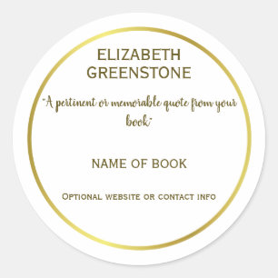 Author Promotional Book Quote Classic Round Sticker