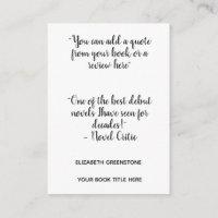 Author Promotional Review Bookmark