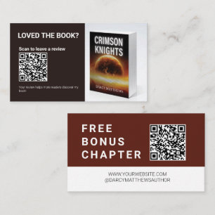 Author QR Book Review Request Free Bonus Chapter Business Card
