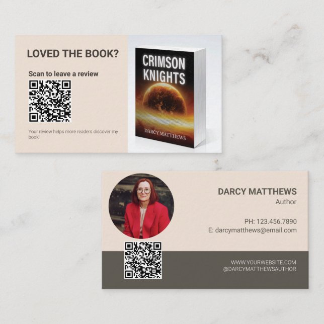 Author QR Code Book Review Request Promo Marketing Business Card (Front/Back)