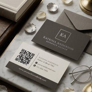 Author QR Code Minimal Elegant Taupe Branding Business Card