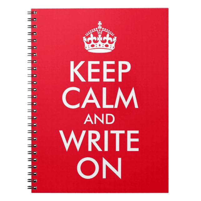 Author Red Keep Calm and Write On Notebook (Front)