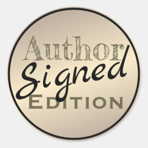 Author Signed Champagne Colour Classic Round Sticker