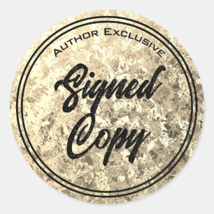 Author Signed Copy Gold Classic Round Sticker