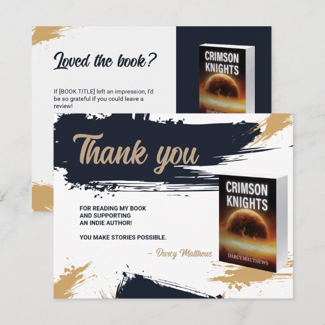 Author Thank you Custom Reader Appreciation Review Enclosure Card (Front/Back)