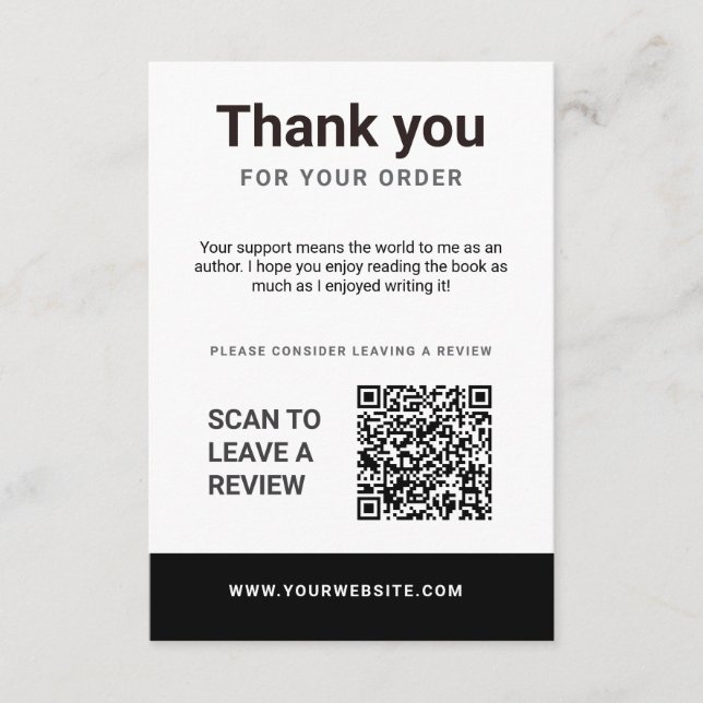 Author Thank You Insert Card Book Review Request (Front)