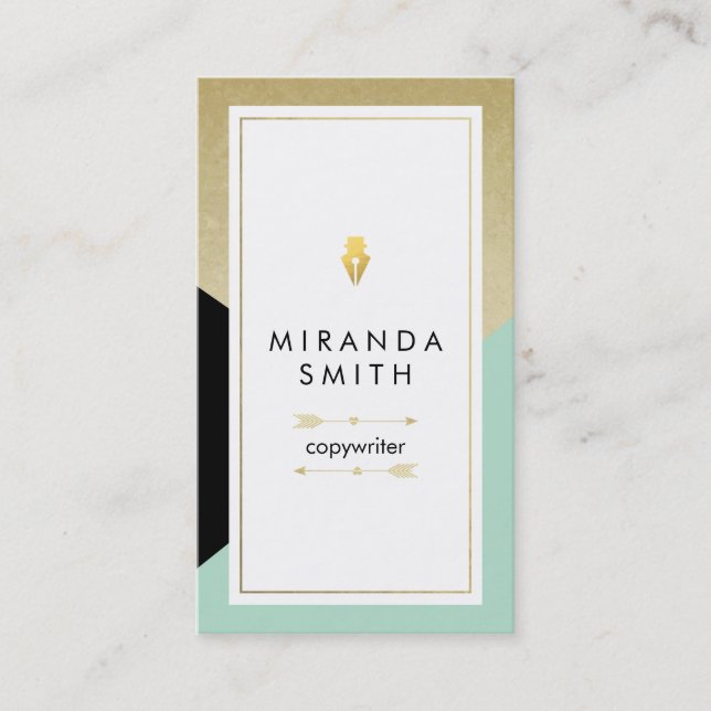 Author Writer Business Card - Chic geometric (Front)