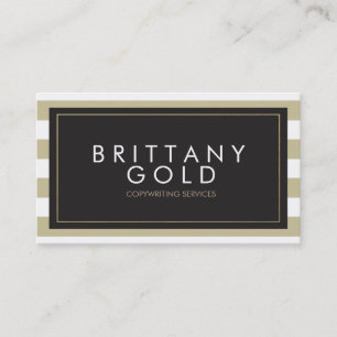 Author, Writer Business Card - Chic Gold and Black