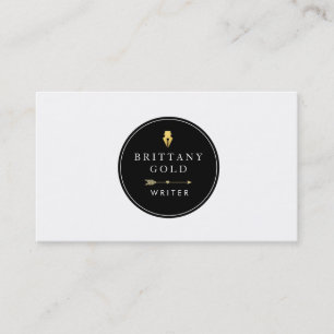 Author, Writer Business Card - Chic Gold and Black