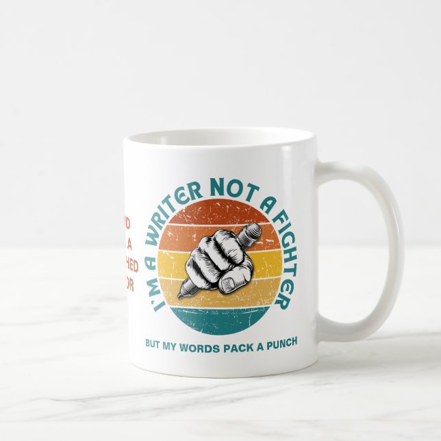 Author WRITER NOT A FIGHTER NaNoWriMo Book Coffee Mug (Right)