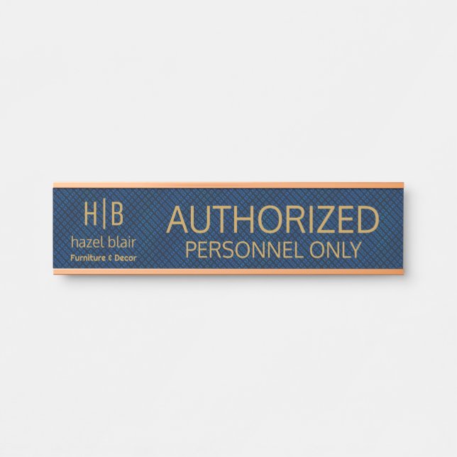 Authorised Personnel Monogram Logo Blue Squares  Door Sign (Front)