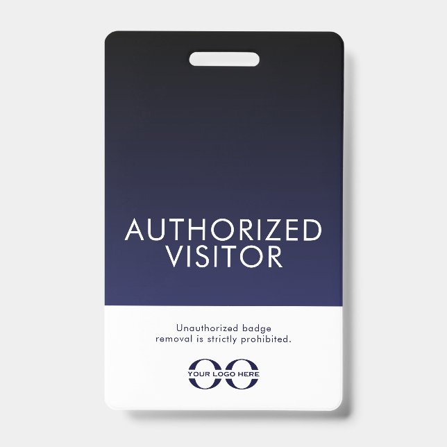 Authorised Visitor Badge Navy Blue ID Badge (Front)