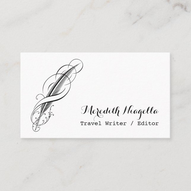 Author's Quill Writer, Editor, Essayist  Business Card (Front)