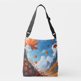 Authumn leaves blue crossbody bag