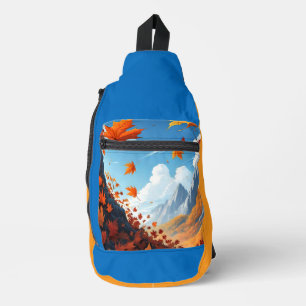 Authumn leaves blue-orange  sling bag