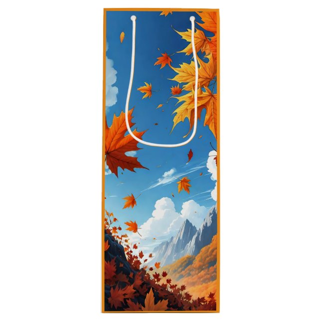 Authumn leaves orange wine gift bag (Front)