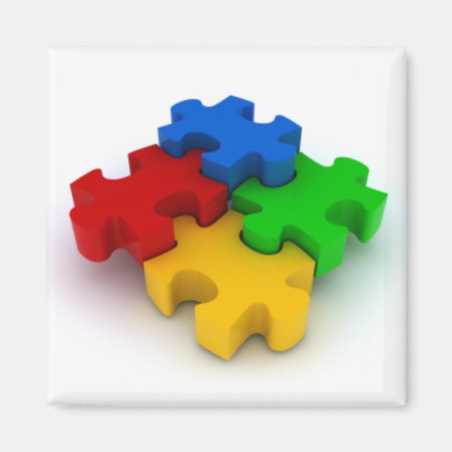 Autism 3D Puzzle Pieces refrigerator magnets (Front)