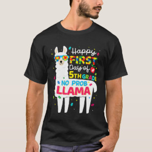Autism 5th Grade Back to First Day of School Llama T-Shirt