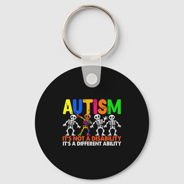Autism a different ability funny dabbing skeleton key ring (Front)