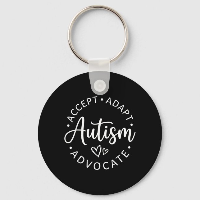 Autism Accept Adapt Advocate Support Awareness Men Key Ring (Front)