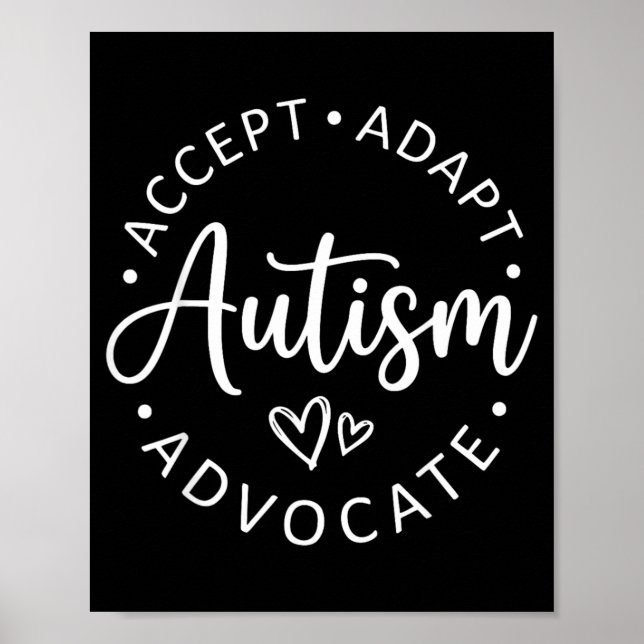 Autism Accept Adapt Advocate Support Awareness Men Poster (Front)