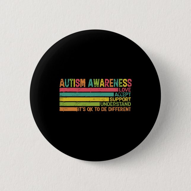 Autism Accept Support Understand Love Different (2 6 Cm Round Badge (Front)