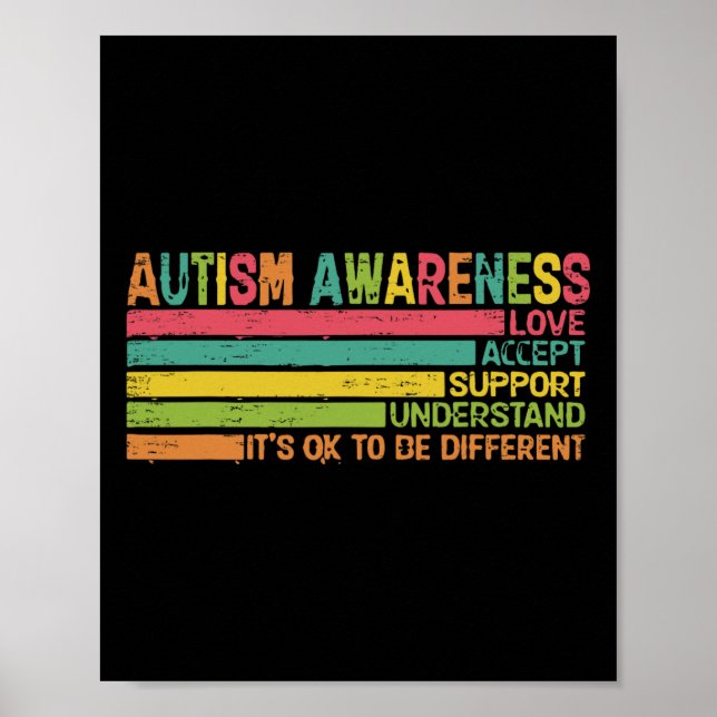 Autism Accept Support Understand Love Different Te Poster (Front)