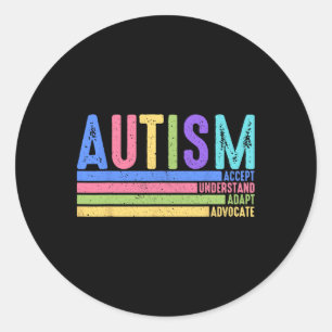 Autism Accept Understand Adapt Advocate Special Ed Classic Round Sticker