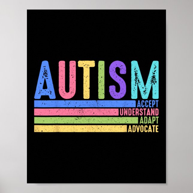 Autism Accept Understand Adapt Advocate Special Ed Poster (Front)