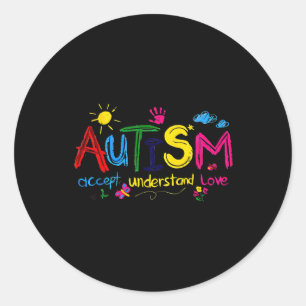 Autism Accept Understand Love Autism Awareness Classic Round Sticker