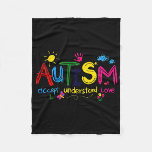 Autism Accept Understand Love Autism Awareness Fleece Blanket