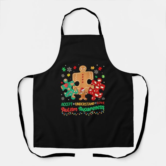 Autism Accept Understand Love Autism Puzzle Christ Apron (Front)