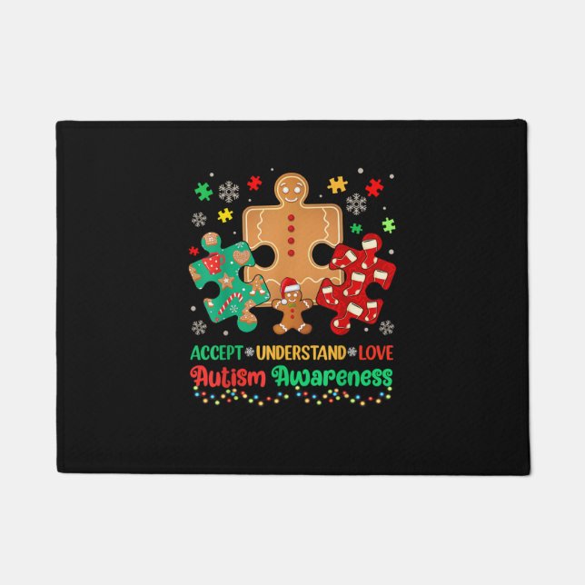 Autism Accept Understand Love Autism Puzzle Christ Doormat (Front)