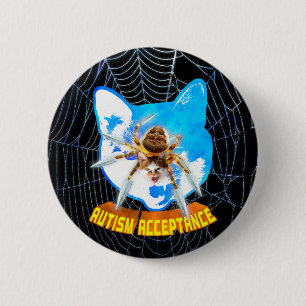 Autism Acceptance Angry Blade Spider Cat 6 Cm Round Badge
