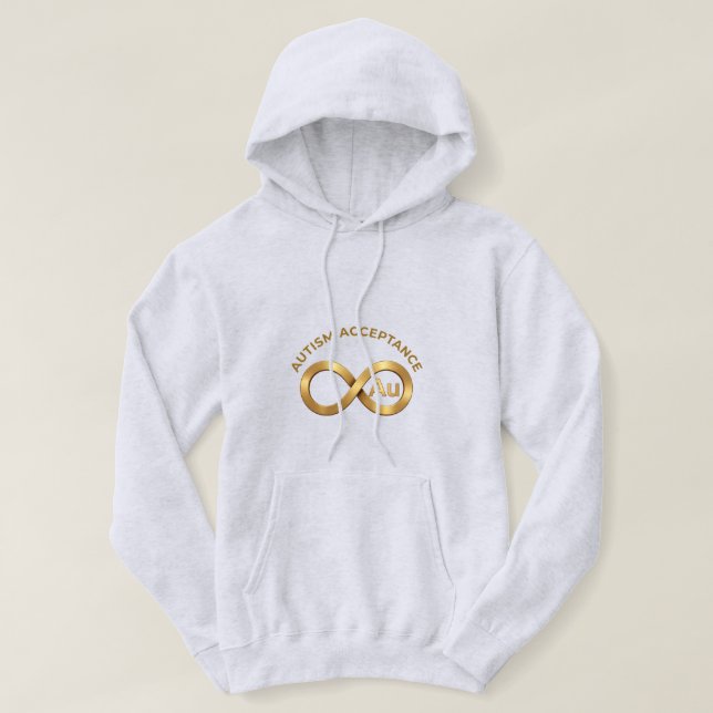 Autism Acceptance Au Gold Infinity Symbol  Hoodie (Design Front)