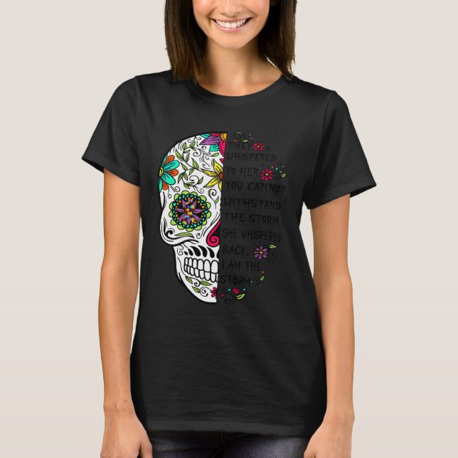 Autism Acceptance Autism Mum Sugar Skull T-Shirt (Front)