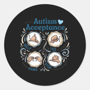 Autism Acceptance Awareness Neurodiversity Support Classic Round Sticker