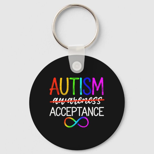 Autism Acceptance Awareness Red Instead Infinity Key Ring (Front)