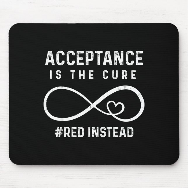 Autism Acceptance Awareness Red Instead Support Mouse Pad (Front)