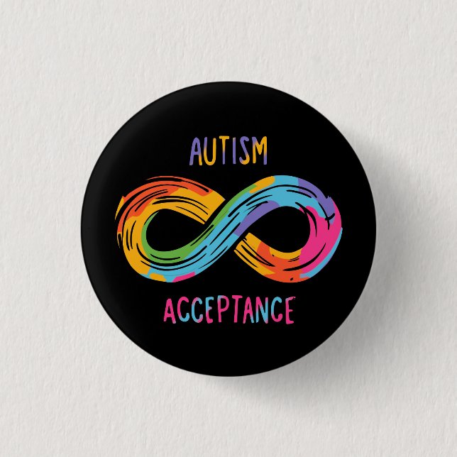 Autism Acceptance Colourful Rainbow Infinity Symbo 3 Cm Round Badge (Front)