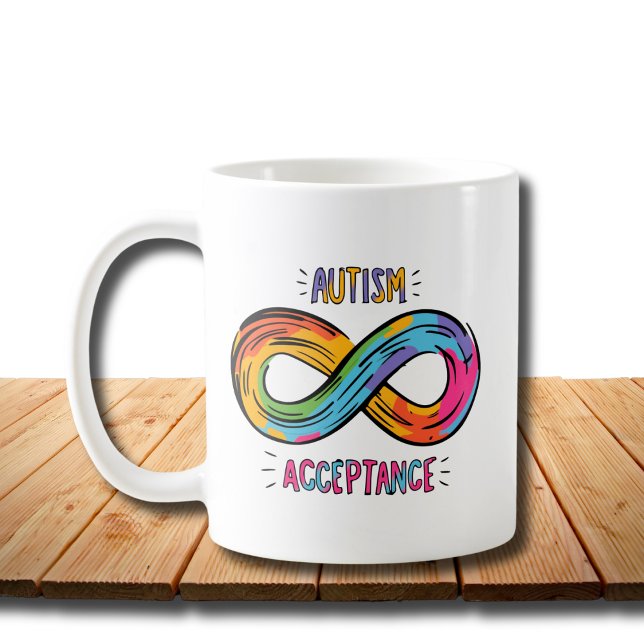 Autism Acceptance Colourful Rainbow Infinity Symbo Coffee Mug (Creator Uploaded)