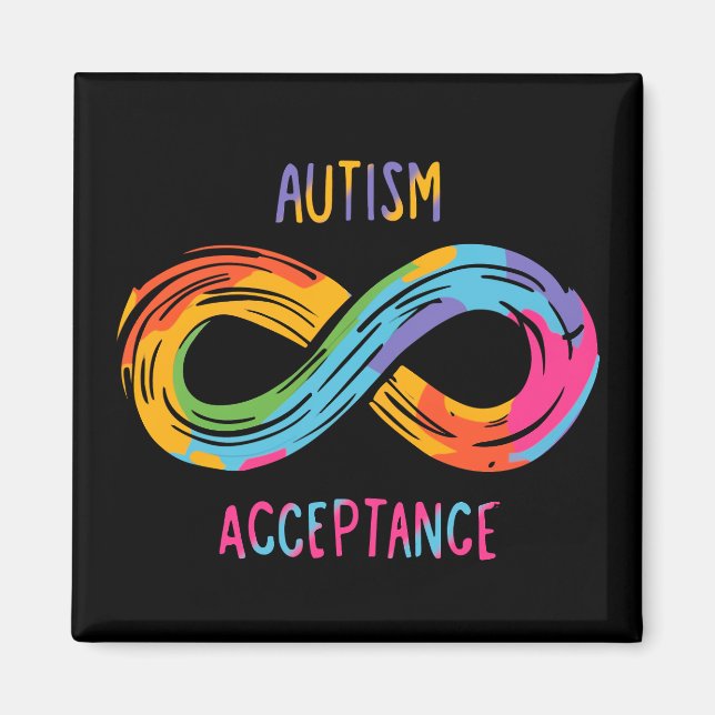 Autism Acceptance Colourful Rainbow Infinity Symbo Magnet (Front)