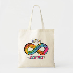 Autism Acceptance Colourful Rainbow Infinity Symbo Tote Bag