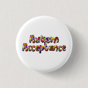 Autism Acceptance Colourful Rainbow Typography Tex 3 Cm Round Badge