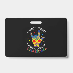 Autism Acceptance ILY Hand Sign – Neurodiversity ID Badge