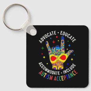 Autism Acceptance ILY Hand Sign – Neurodiversity  Key Ring